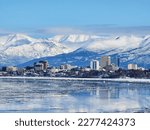 Snow town Anchorage, Alaska, the United States of America is one of many people