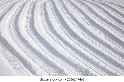Snow Trail Made By Snow Groomer