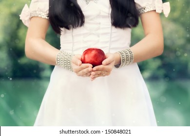 Snow White Princess With The Famous Red Apple.  