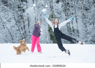 Snowball Fight In Winter