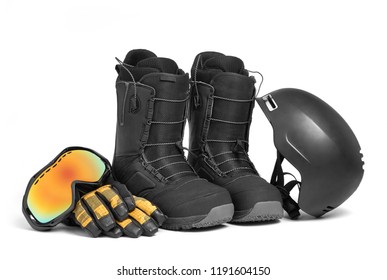 Snowboard Gear On White