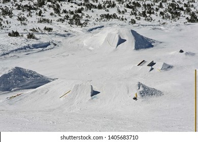 Snowboard Ramp For Big Jumps At Mountain