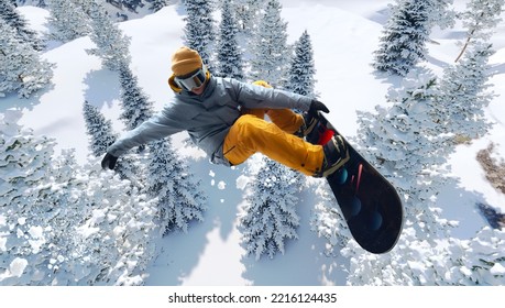 Snowboarder in action, xtreme winter sports 