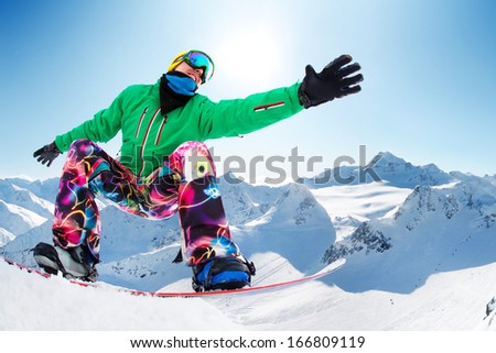 Similar – Image, Stock Photo Unrecognizable Snowboarder in action enjoying vacation on snowy mountain in Zermatt under blue sky