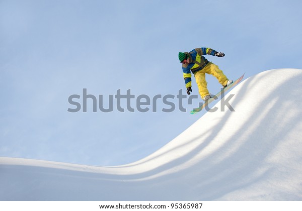 Snowboarder Riding Halfpipe Stock Photo Edit Now