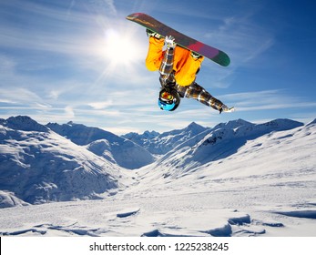 snowborder in fly