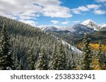 Snowcapped Quandary Peak seen from Fredonia Gulch Trail off of Hoosier Pass near Breckenridge, Colorado.