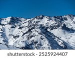 Snow-Covered Andes Mountain Range in Farellones, Chile