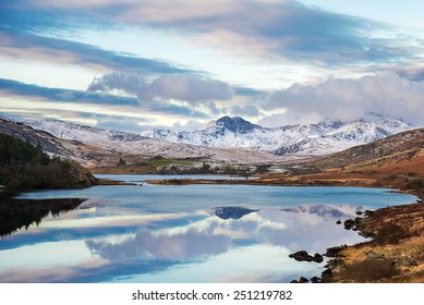 Snowdonia Mountains In Winter 2014\2015, In Evening.