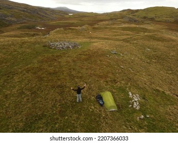 Snowdonia National Park. Wales. UK. September. 23. 2022. Autumn Equinox Wild Camping Tent