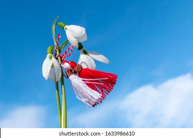 Snowdrops Martenitsa Against Blue Sky Martisor Stock Photo (Edit Now ...