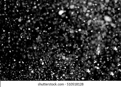 Snowfall Isolated On Black Background . Design Element