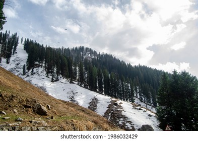 Snowfall Mountains In Himachal Pradesh Manali Area  The View Of Snow 