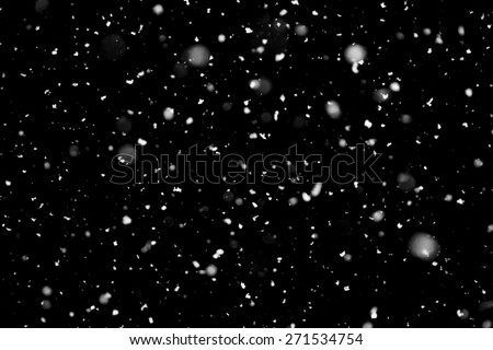 Snowfall on black background - design element