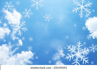 Snowflake clouds shaped background