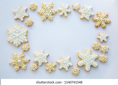 Snowflake Cookies On A Background