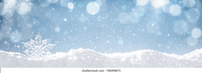 Snowflake on snow.Winter holidays background. - Shutterstock ID 740398471