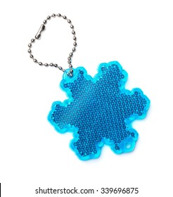 Snowflake Safety Reflector Keyring Isolated On White