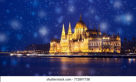 Snowing In Budapest, Hungary - Winter In The City