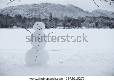 Snowman for Christmas and New Year. winter snowy forest. Surprises and gifts for the winter holidays