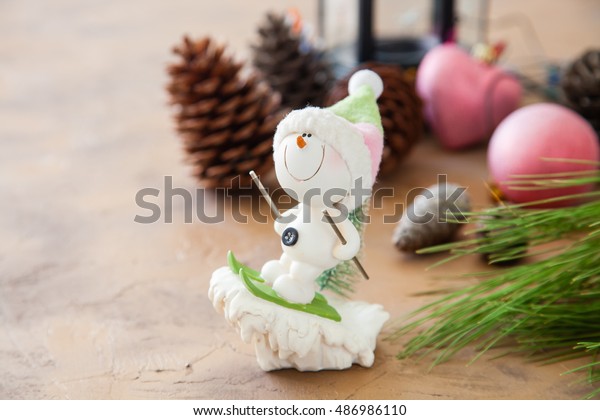 Snowman Christmas Tree Decorations Cones On Stock Photo Edit Now 486986110