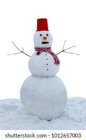 Snowman Isolated On White Background.