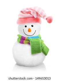 Snowman Isolated On White Background.