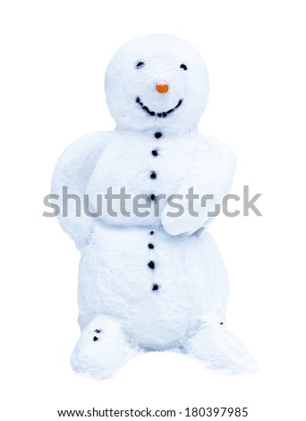 Snowman isolated on white background.