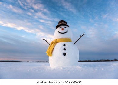 snowman on blue sky background