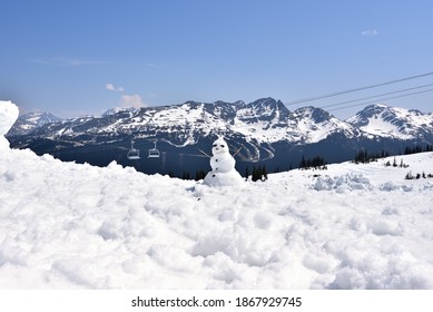 Snowman On Top Of Blackcomb Mountain In Whistler Village On Summer 2019