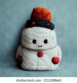 Snowman Plush Toy, With Christmas Hat And Red Gloves