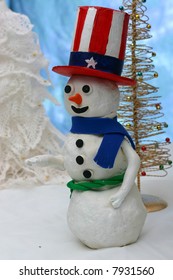 Snowman With Uncle Sam Hat