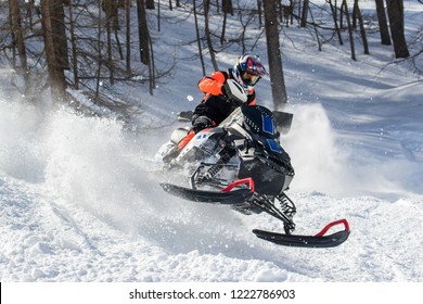 Snowmobile In Skid