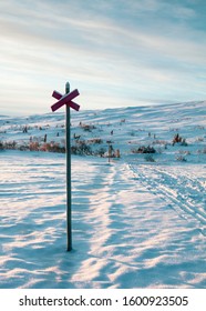 Snowmobile Trail Sign In Sweden