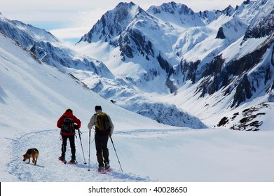 Snowshoes hiking, Dolomiti mountains, Alps, Italy. Winter - Powered by Shutterstock