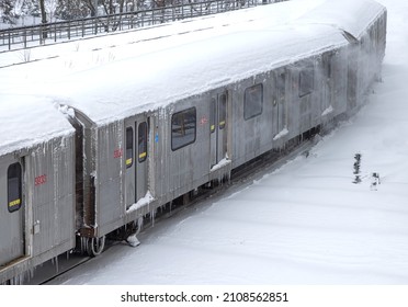 Snowstorm Blizzard In Toronto, North America, That Causes Public Transportation Disruptions, Traffic Delays, Emergency, School Closings And Heavy Cleanup.