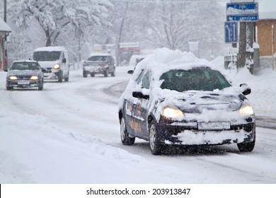 Snowstorm on the road. - Powered by Shutterstock