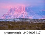 Snowstorm over Guadalupe Peak. Guadalupe national park.