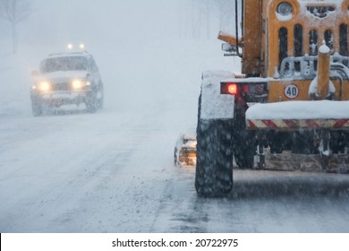 Snowstorm, Poor Visibility,slick Roads And Lots Of Traffic.