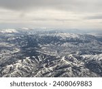 Snowy aerial over the Rocky Mountians