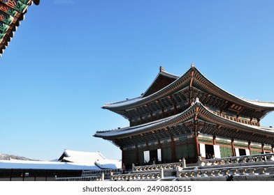 Snowy Balcony Overlooking Gyeongbokgung Palace - Powered by Shutterstock