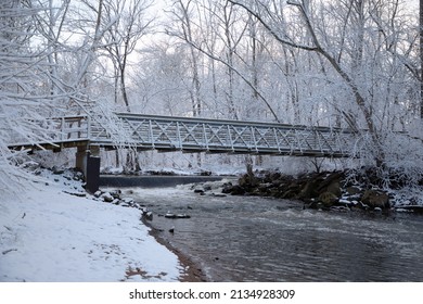 Snowy Bridge Next To River