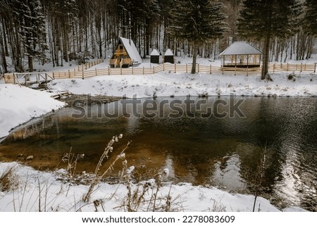 Snowy Chalets, Winter Forest Escape