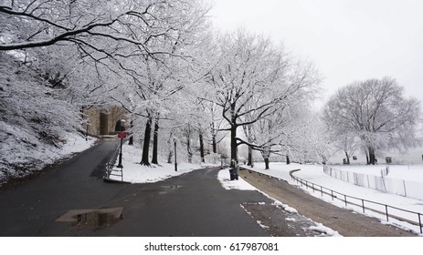 A Snowy Day In Riverside Park, Manhattan