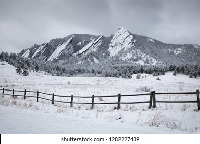 Snowy Flatirons in Boulder Colorado