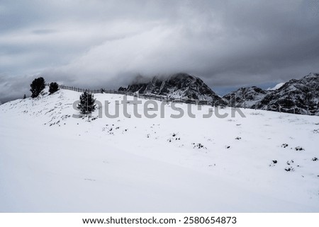 Similar – Image, Stock Photo View of snowy hillside in Iceland