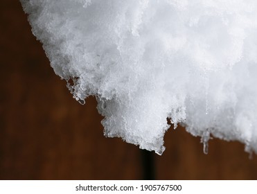 Snowy Ice Water Dripping Off Roof.