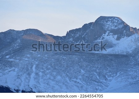 Snowy Longs Peak massif in winter in Rocky Mountain National Park, Colorado, USA