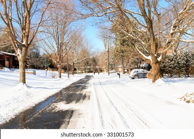 Snowy Morning In Bethesda, Maryland, USA