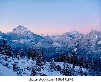 Snowy Morning Mountain Scene On Vancouver Island, BC. 